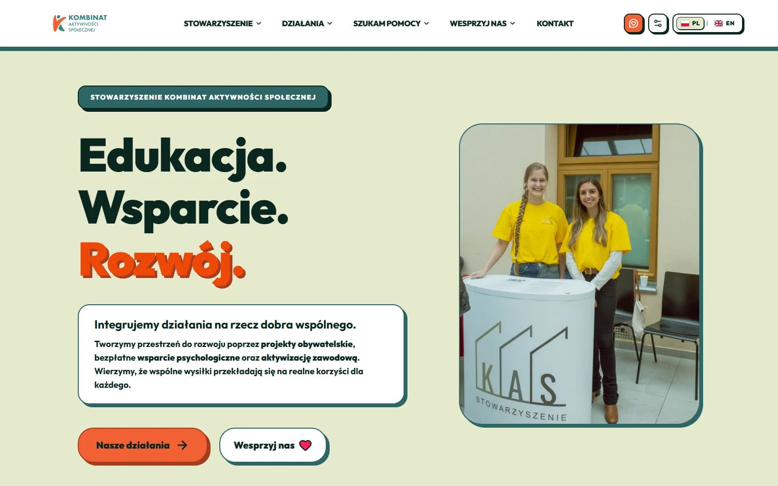 Sekcja główna serwisu Stowarzyszenia Kombinat Aktywności Społecznej