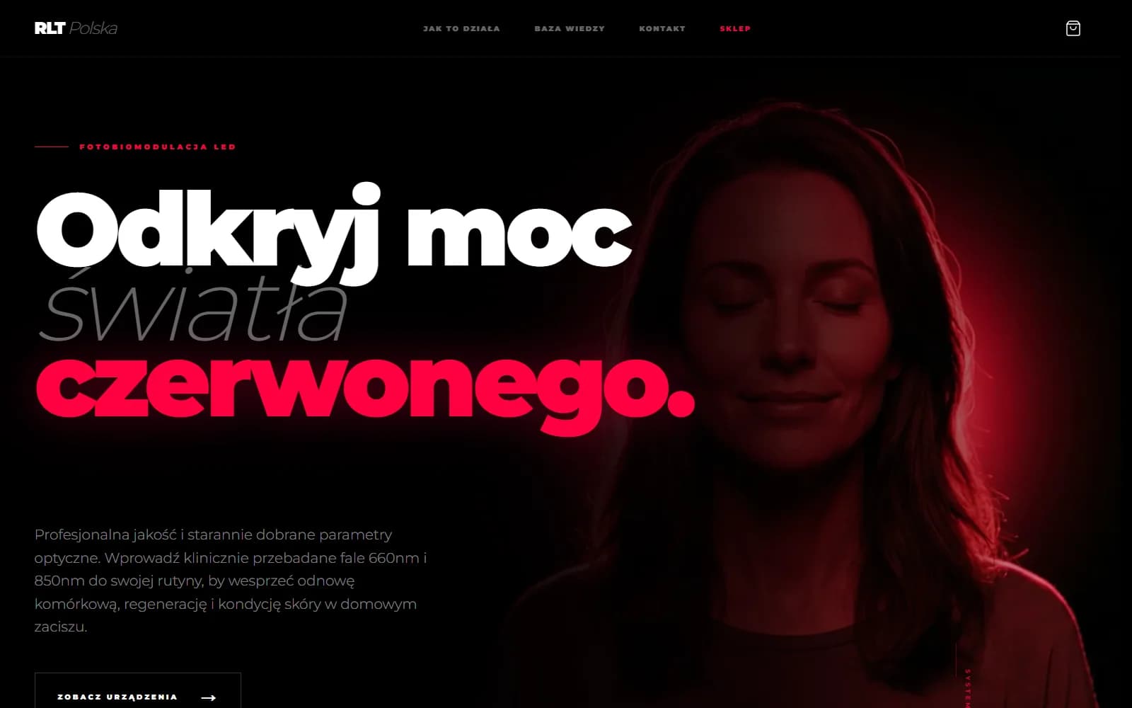 Sekcja główna sklepu RLT Polska z urządzeniami do fotobiomodulacji